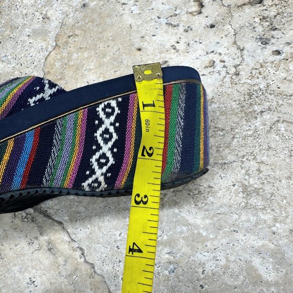 Volatile Sandals Womens Size 9 Navy Blue Serape Flip Flop Wedge Slides - Picture 9 of 11